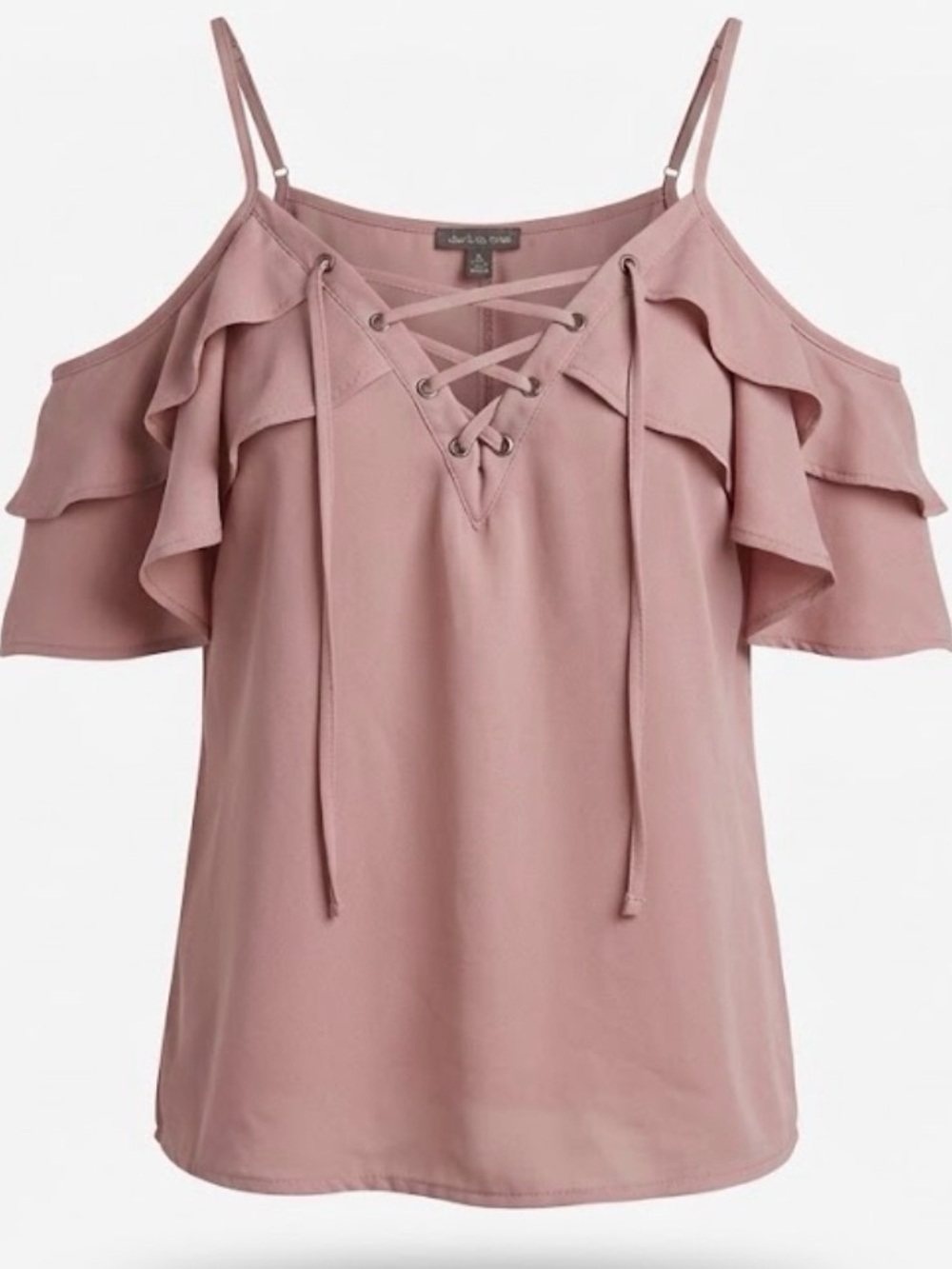 Charlotte Russe Dusty Rose Cold-Shoulder Lace-Up Ruffle Camisole